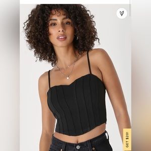 Keeping It Confident Black Sleeveless Cropped Bustier Top